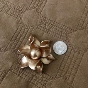 Vintage Celluloid Gold Rose Lapel Brooch